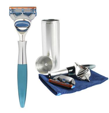 E-Shave Razor Travel Nickel/Blue Fusion - Barbers Lounge