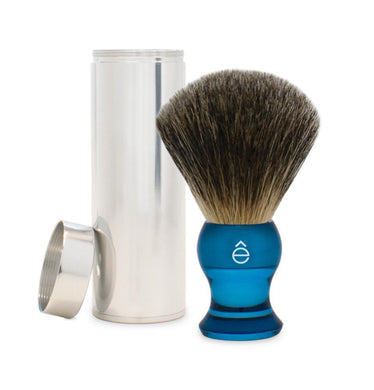 E-Shave Travel Brush Blue/Fine w/Can - Barbers Lounge